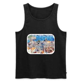 Dubrovnik Croatie Aquarelle Sketch Illustration - Débardeur bio Premium Homme - noir - Devant - Michal (187cm)