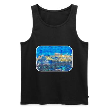Athènes, grèce, aquarelle, croquis, illustration - Débardeur bio Premium Homme - noir - Devant - Michal (187cm)