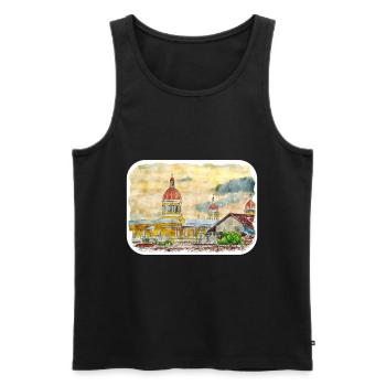 Grenade Espagne Aquarelle Esquisse Dessiner Dessin - Débardeur bio Premium Homme - noir - Devant - Michal (187cm)