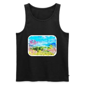 China-Aquarell-Skizzen-handgezeichnete Illustration - Männer Premium Bio Tank Top - Schwarz - Vorne - Michal (187cm)