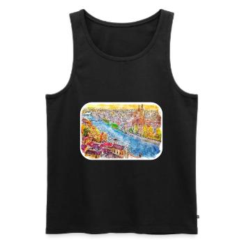 Italy Watercolor Sketch Hand Drawn Illustration - Men's Premium Organic Tank Top - black - Front - Michal (187cm)