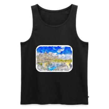 Madrid Spain Watercolor Sketch Painting Drawing - Men's Premium Organic Tank Top - black - Front - AI Model Male 178 light (178cm)