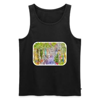 Athènes, grèce, aquarelle, croquis, illustration - Débardeur bio Premium Homme - noir - Devant - Michal (187cm)