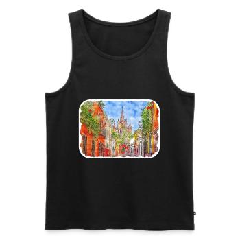 San Miguel De Allende Mexique Aquarelle Croquis Dra - Débardeur bio Premium Homme - noir - Devant - Michal (187cm)