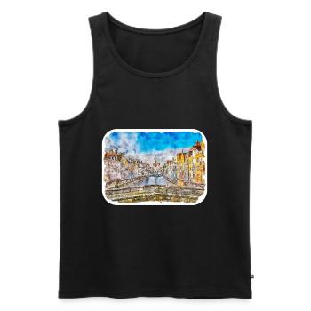 Belgien Wahrzeichen Aquarell Skizze Farbe Zeichnung - Männer Premium Bio Tank Top - Schwarz - Vorne - Michal (187cm)