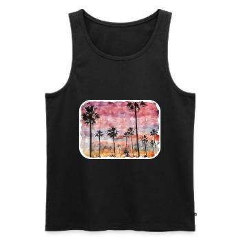 californie, usa, aquarelle, croquis, illustration - Débardeur bio Premium Homme - noir - Devant - Michal (187cm)