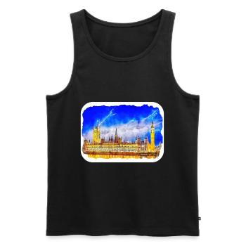 Uk Landmark Watercolor Sketch Painting Illustratio - Men's Premium Organic Tank Top - black - Front - Michal (187cm)