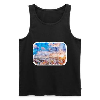 Berlin Allemagne Aquarelle Esquisse Dessinée Peinture - Débardeur bio Premium Homme - noir - Devant - AI Model Male 178 light (178cm)