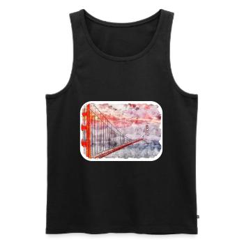San Francisco Usa Watercolor Sketch Illustration - Men's Premium Organic Tank Top - black - Front - Michal (187cm)