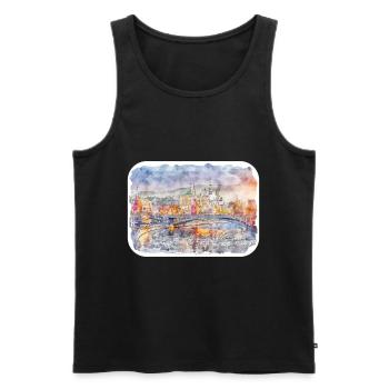 Moscou Russie Aquarelle Esquisse Dessinée Peinture - Débardeur bio Premium Homme - noir - Devant - Michal (187cm)