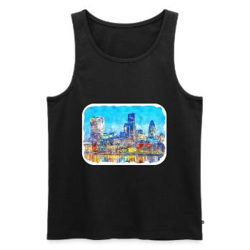 Uk Landmark Watercolor Sketch Painting Illustratio - Men's Premium Organic Tank Top - black - Front - Michal (187cm)