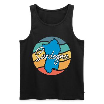Sardinia Retro - Men's Premium Organic Tank Top - black - Front - AI Model Male 178 light (178cm)