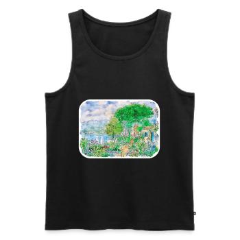 Frankreich Aquarellskizze Handgezeichnete Illustration - Männer Premium Bio Tank Top - Schwarz - Vorne - Michal (187cm)