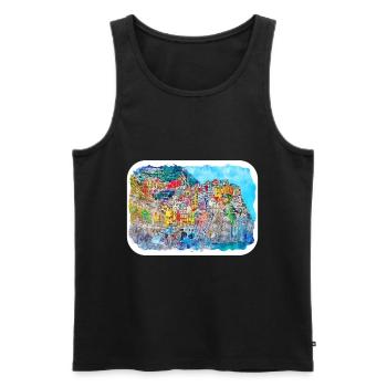 Rio de Janeiro Brésil Aquarelle Dessin - Débardeur bio Premium Homme - noir - Devant - Michal (187cm)