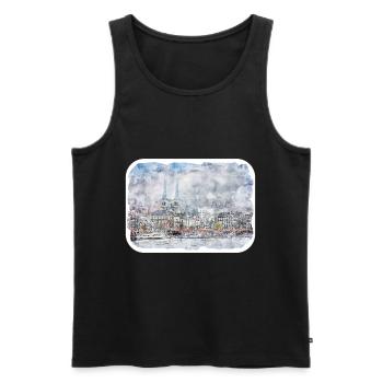 Schweiz Aquarellskizze Gezeichnete Illustration - Männer Premium Bio Tank Top - Schwarz - Vorne - Michal (187cm)