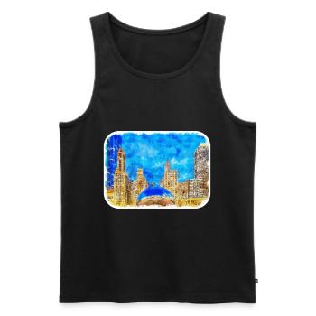 Chicago USA Watercolor Sketch Drawn Illustration - Men's Premium Organic Tank Top - black - Front - Michal (187cm)
