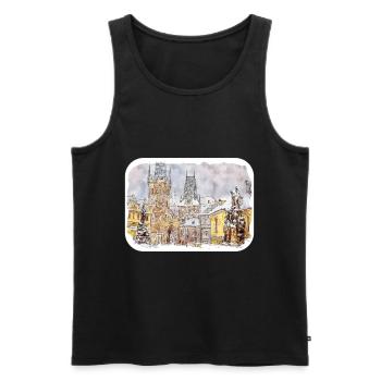 Prag Tschechien Aquarell Skizze Zeichnung - Männer Premium Bio Tank Top - Schwarz - Vorne - Michal (187cm)