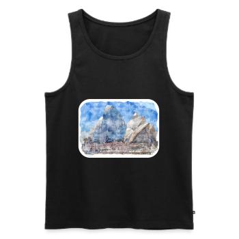 Australie Aquarelle Esquisse Dessinée à la Main Peinture - Débardeur bio Premium Homme - noir - Devant - Michal (187cm)