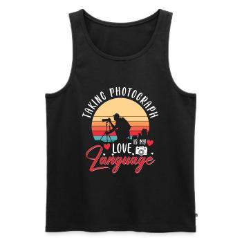 Kamera Foto Bild - Männer Premium Bio Tank Top - Schwarz - Vorne - AI Model Male 178 light (178cm)