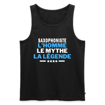 SAXOPHONISTE l'homme le mythe la légende - humour - Débardeur bio Premium Homme - noir - Devant - Michal (187cm)