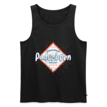 Paderborn Allemagne Ville Skyline Accueil Amour - Débardeur bio Premium Homme - noir - Devant - AI Model Male 178 light (178cm)