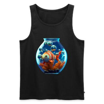 Poisson rouge dans un bocal - Débardeur bio Premium Homme - noir - Devant - AI Model Male 178 light (178cm)