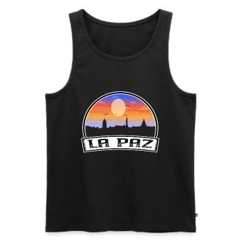 La Paz Bolivia Skyline Vintage Sunset Travel Souve - Débardeur bio Premium Homme - noir - Devant - AI Model Male 178 light (178cm)