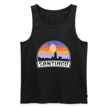 Santiago Chili Skyline Vintage Sunset Travel Souve - Débardeur bio Premium Homme - noir - Devant - Michal (187cm)