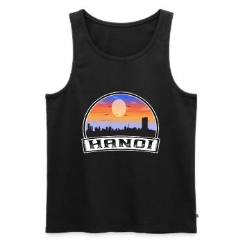 Hanoi Vietnam Skyline Vintage Sonnenuntergang Reise Souven - Männer Premium Bio Tank Top - Schwarz - Vorne - AI Model Male 178 light (178cm)
