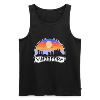 Singapour Singapour Skyline Vintage Sunset Travel - Débardeur bio Premium Homme - noir - Devant - AI Model Male 178 light (178cm)