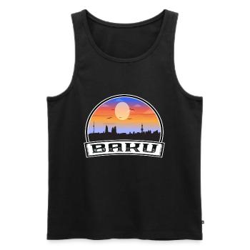 Baku Aserbaidschan Skyline Vintage Sonnenuntergang Reise Souv - Männer Premium Bio Tank Top - Schwarz - Vorne - Michal (187cm)