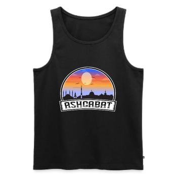 Ashgabat Turkmenistan Skyline Vintage Sunset Trave - Männer Premium Bio Tank Top - Schwarz - Vorne - AI Model Male 178 light (178cm)