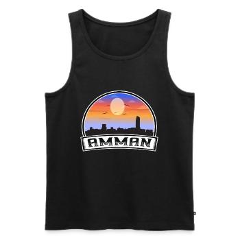 Amman Jordan Skyline Vintage Sunset Travel Souveni - Männer Premium Bio Tank Top - Schwarz - Vorne - AI Model Male 178 light (178cm)