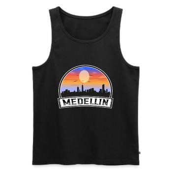 Medellin Kolumbien Skyline Vintage Sonnenuntergang Reisen So - Männer Premium Bio Tank Top - Schwarz - Vorne - Michal (187cm)