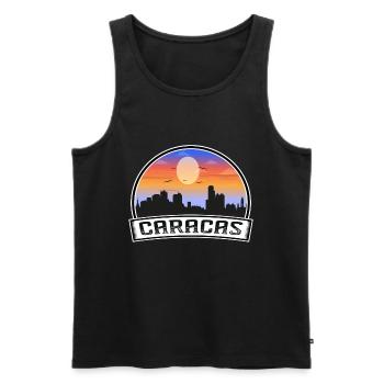 Caracas Venezuela Skyline Vintage Sunset Travel So - Men's Premium Organic Tank Top - black - Front - Michal (187cm)
