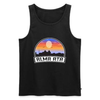 Alma Ata Kasachstan Skyline Vintage Sonnenuntergang Reisen - Männer Premium Bio Tank Top - Schwarz - Vorne - AI Model Male 178 light (178cm)