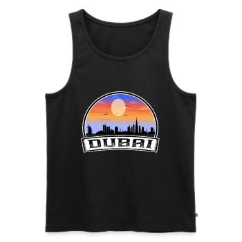 Dubai Uae Skyline Vintage Sunset Travel Souvenir - Men's Premium Organic Tank Top - black - Front - AI Model Male 178 light (178cm)