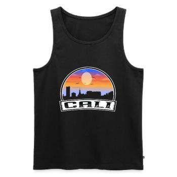 Cali Kolumbien Skyline Vintage Sonnenuntergang Reise Souven - Männer Premium Bio Tank Top - Schwarz - Vorne - AI Model Male 178 light (178cm)