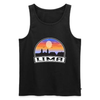 Lima Peru Skyline Vintage Sonnenuntergang Reise Souvenir - Männer Premium Bio Tank Top - Schwarz - Vorne - AI Model Male 178 light (178cm)
