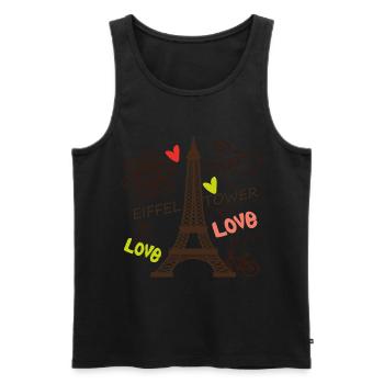 Paris Tour Eiffel Arc de Triomphe L’amour de Frankre - Débardeur bio Premium Homme - noir - Devant - AI Model Male 178 light (178cm)