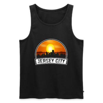 Jersey City New Jersey États-Unis Skyline Vintage Coucher de soleil - Débardeur bio Premium Homme - noir - Devant - Michal (187cm)