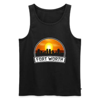 Fort Worth Texas Usa Skyline Vintage Sunset Travel - Men's Premium Organic Tank Top - black - Front - AI Model Male 178 light (178cm)
