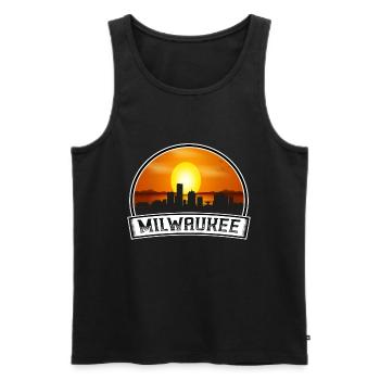 Milwaukee Wisconsin Usa Skyline Vintage Sunset Tra - Männer Premium Bio Tank Top - Schwarz - Vorne - Michal (187cm)
