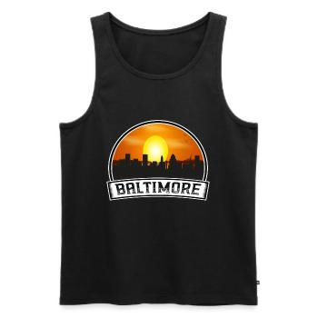 Baltimore Maryland États-Unis Skyline Vintage Sunset - Débardeur bio Premium Homme - noir - Devant - Michal (187cm)