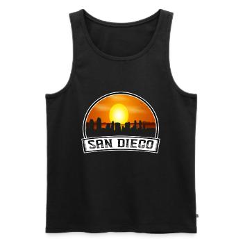 San Diego Californie États-Unis Skyline Vintage Sunset Tr - Débardeur bio Premium Homme - noir - Devant - Michal (187cm)