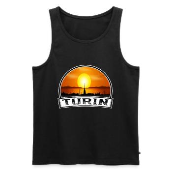Turin Italien Skyline Vintage Sonnenuntergang Reise Souvenir - Männer Premium Bio Tank Top - Schwarz - Vorne - Michal (187cm)