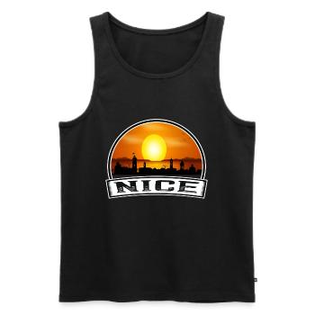 Nice France Skyline Vintage Sunset Travel Souvenir - Men's Premium Organic Tank Top - black - Front - AI Model Male 178 light (178cm)