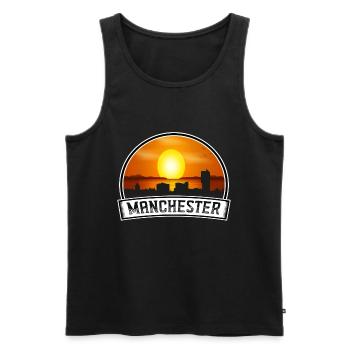 Manchester England Skyline Vintage Sunset Travel S - Men's Premium Organic Tank Top - black - Front - Michal (187cm)