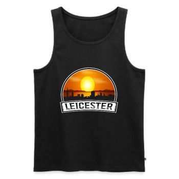 Leicester England Skyline Vintage Sonnenuntergang Reisen So - Männer Premium Bio Tank Top - Schwarz - Vorne - AI Model Male 178 light (178cm)