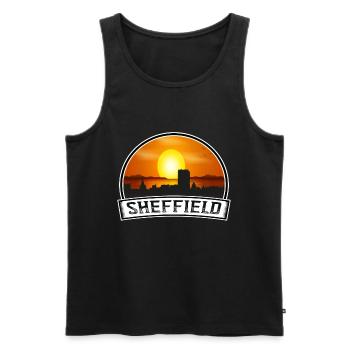 Sheffield England Skyline Vintage Sunset Travel So - Men's Premium Organic Tank Top - black - Front - AI Model Male 178 light (178cm)